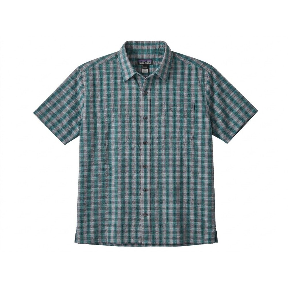 Patagonia Men’s Sz XL Puckerware Shirt Blue GrayShort Sleeve Button Up